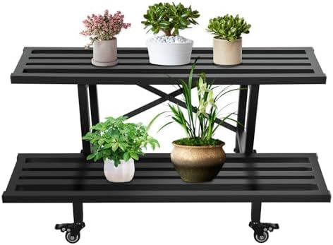 Plant Parents - Прочная металлическая подставка для растений, 2-ярусная,